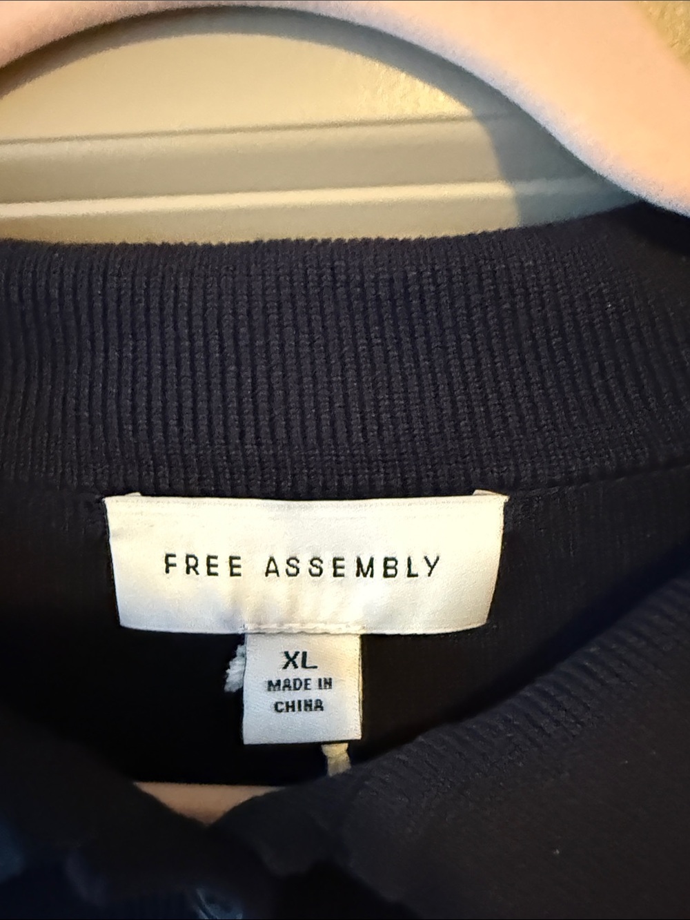 Free Assembly Stripe Polo Knit Top - Navy & White - Picture 4 of 7